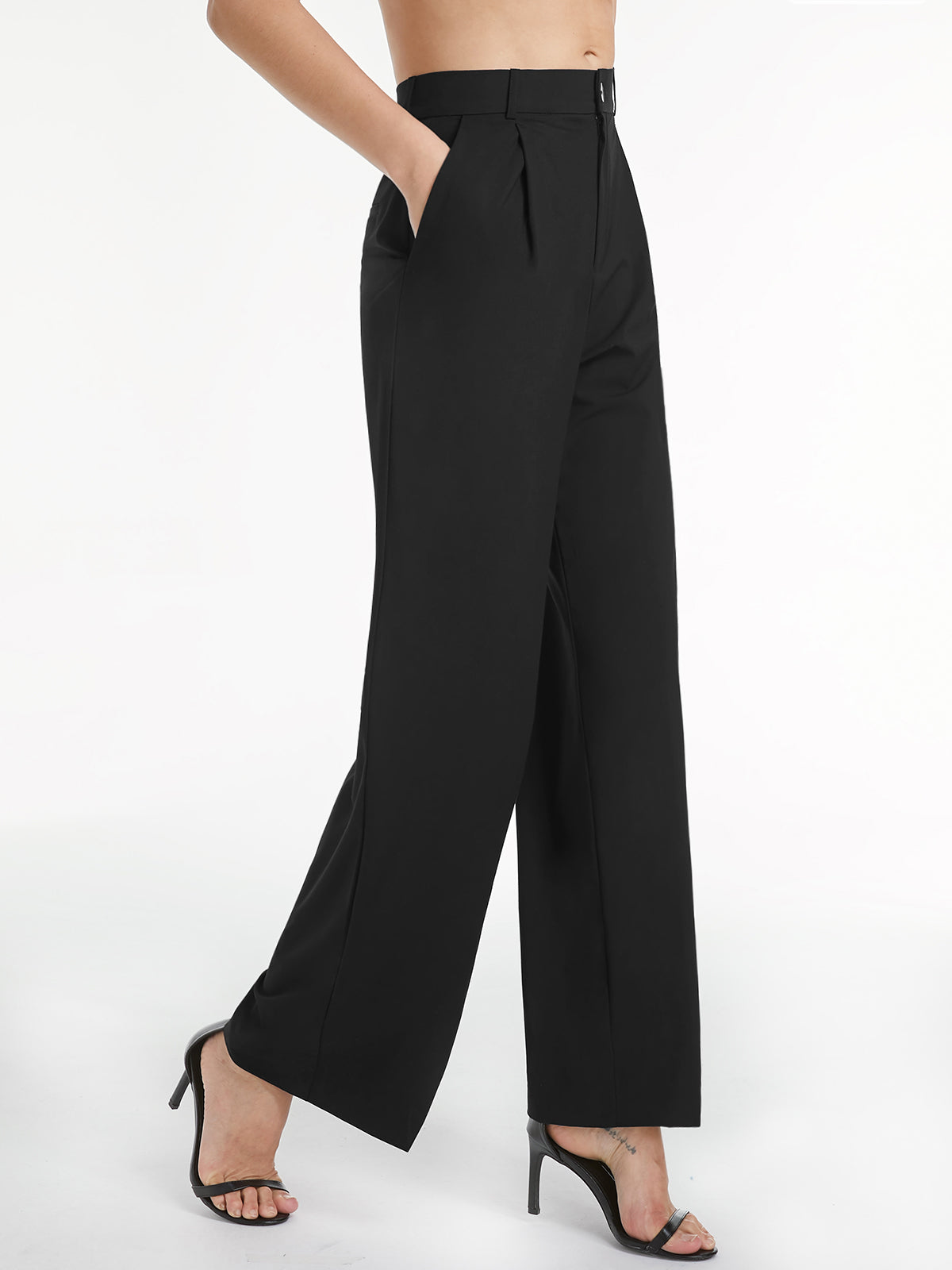 ELA™ | High Waisted Relaxed Straight Leg Dress Pants