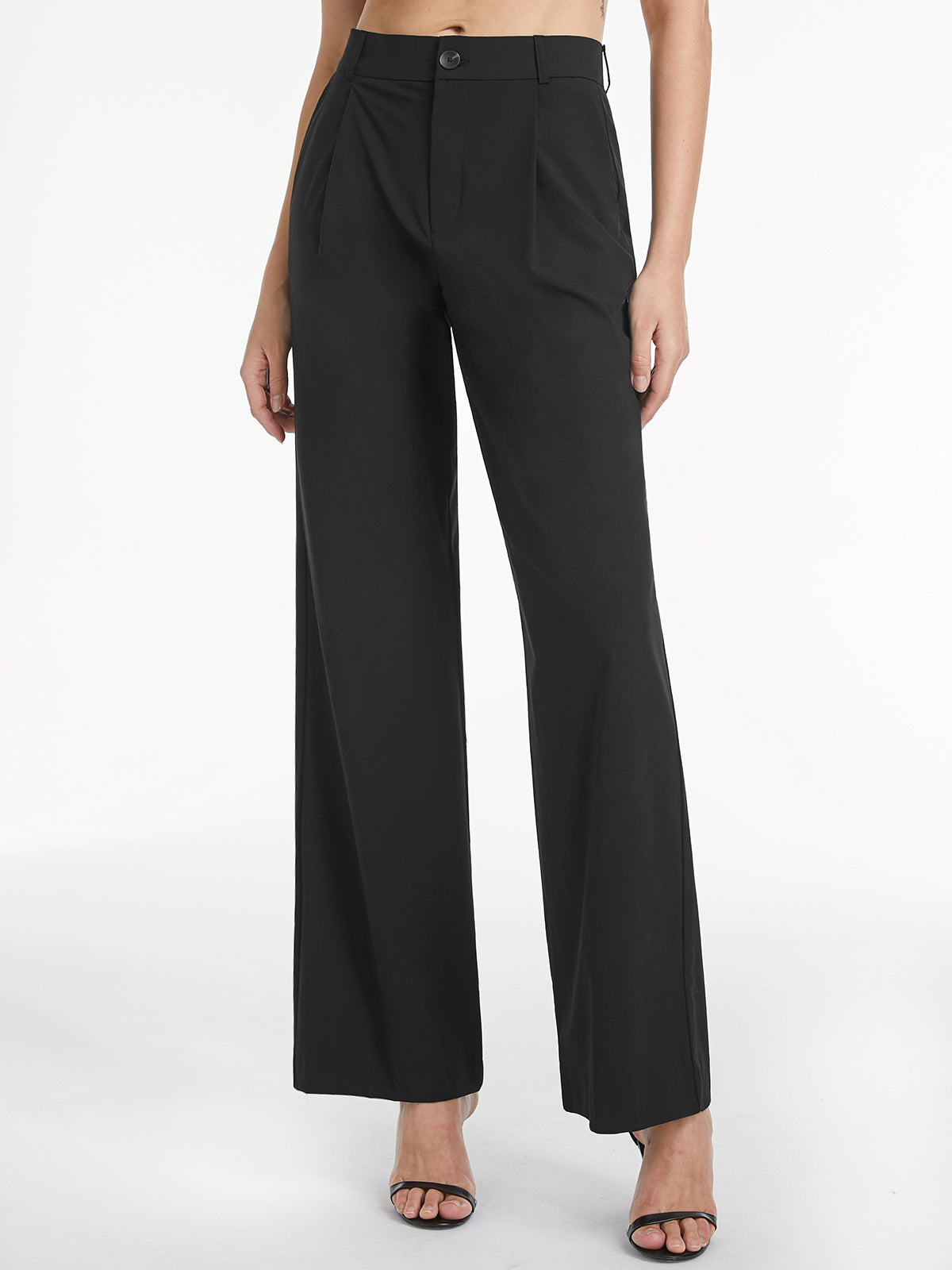 ELA™ | High Waisted Relaxed Straight Leg Dress Pants