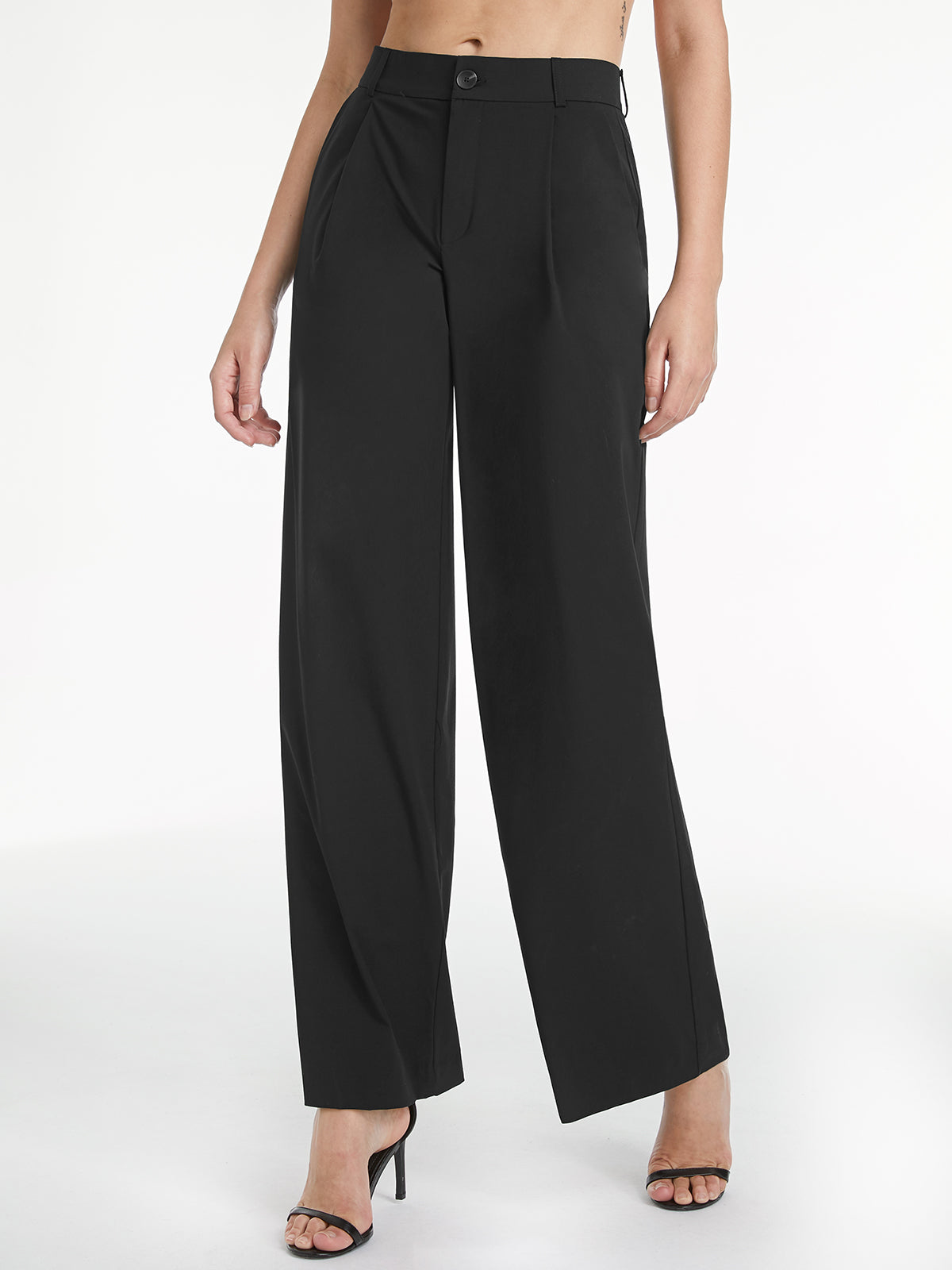 ELA™ | High Waisted Relaxed Straight Leg Dress Pants