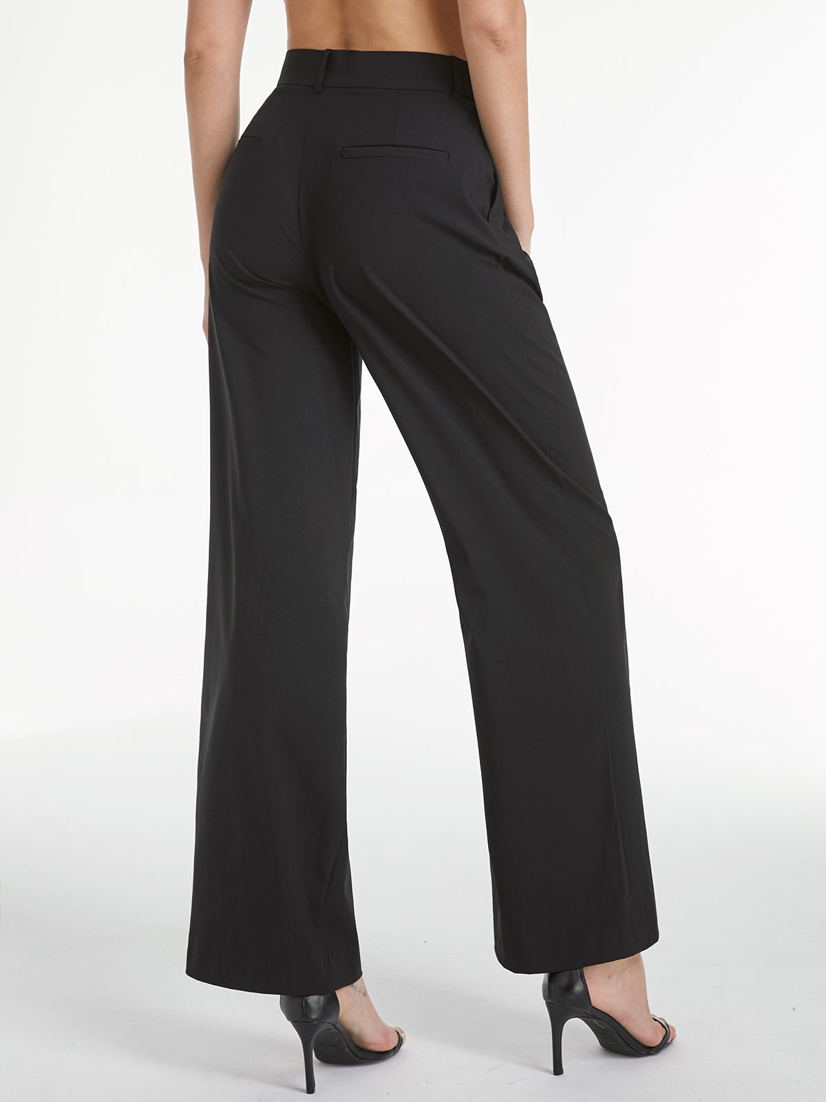 ELA™ | High Waisted Relaxed Straight Leg Dress Pants