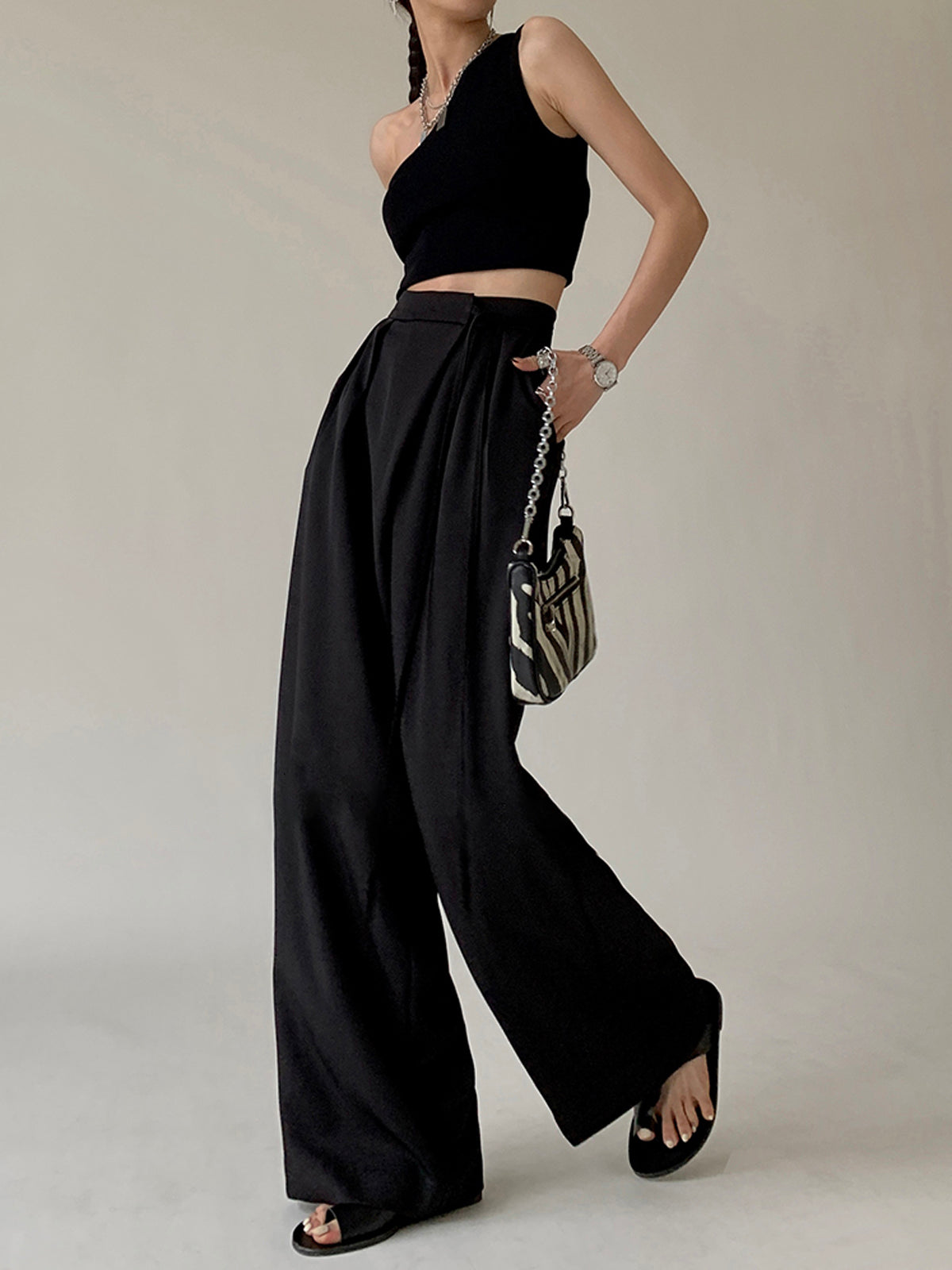 ELA™ | Tie Waist Flowy Wide Leg Dress Pants