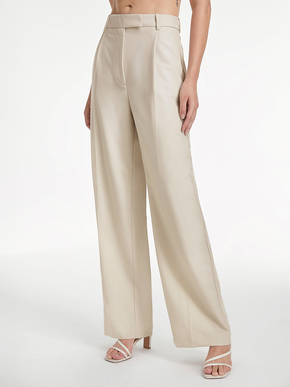 ELA™ |  High Waisted Relaxed Fit Wide Leg Dress Pants