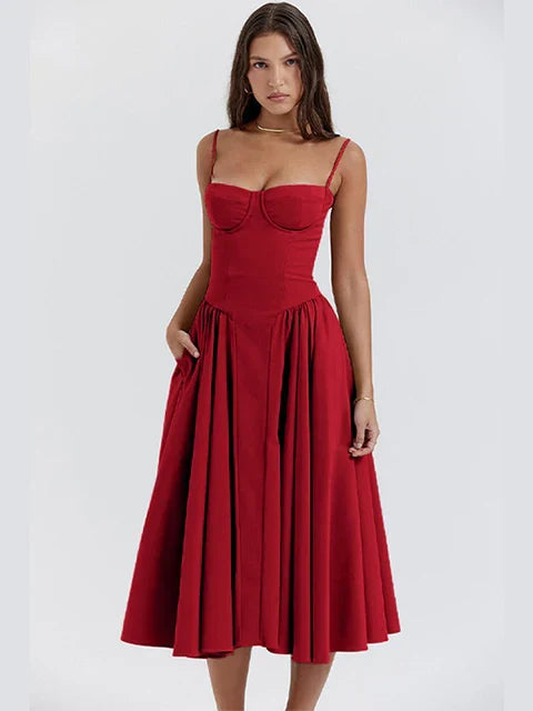 ELA™ | GINA DRESS- PLUM RED