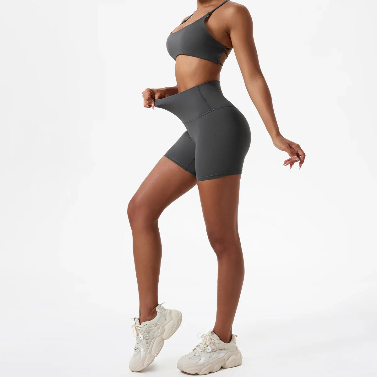 ACTIVE™ High-Waisted Seamless Shorts Gray