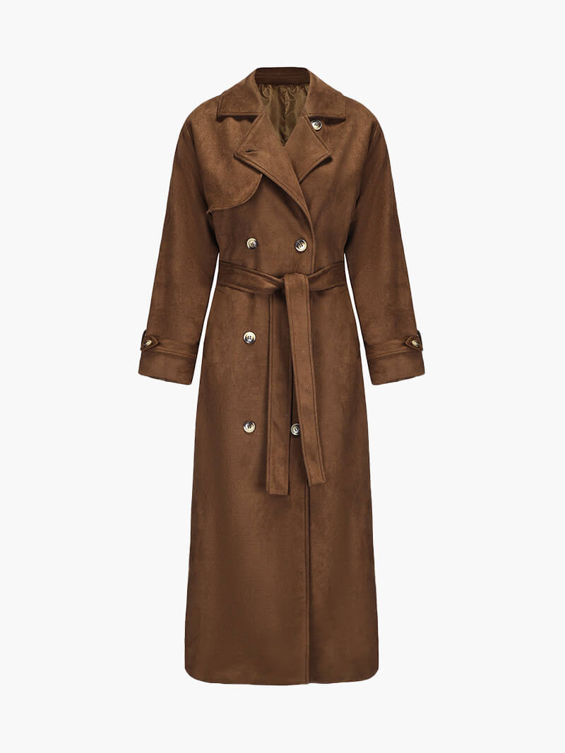 ELA™ | Molly Faux Suede Trench Coat