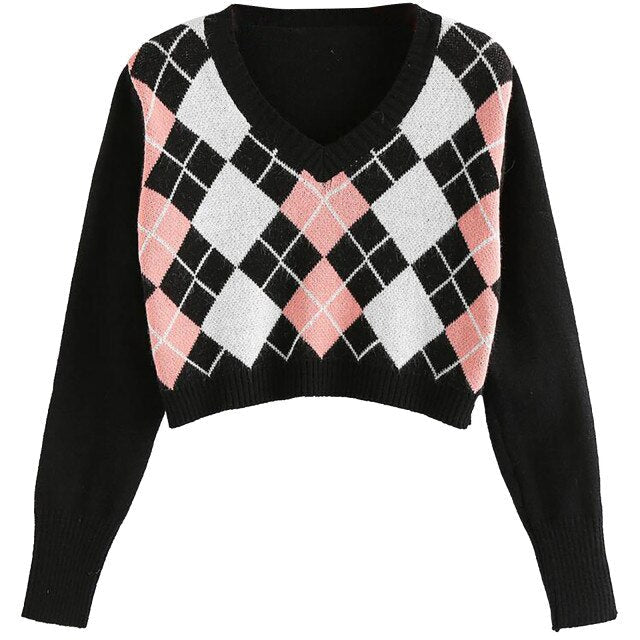 ELA™ | Cropped Geometric Sweater